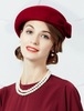 Chapeau de laine rétro béret chapeau femmes bourgogne cap vintage Déguisements Halloween