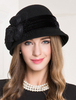 Chapeau de laine rétro chapeau de cloche halloween femmes chapeau noir de fleurs en feutrine coiffe vintage Déguisements Halloween