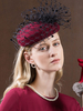 Chapeau de laine rétro femmes chapeau de Fascinateur feutre Bourgogne Royal Vintage Headpieces Déguisements Halloween