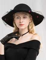 Chapeau de laine rétro femmes chapeau noir disquette Royal Vintage Headpieces Déguisements Halloween
