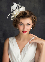 Chapeau de mariage blanc Coiffes de mariée plume Mariage Fleur de cheveux