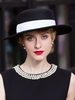 Chapeau de melon vintage pour femmes; chapeau rétro 100% laine à larges bords Déguisements Halloween