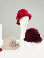 Chapeau en laine Cloche Retro Femmes Hiver Royal Casquette Chapeau Feutre Déguisements Halloween