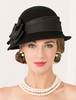 Chapeau en laine rétro Déguisements Halloween Femmes Noir Chapeau Vintage Arcs Coiffe Royale