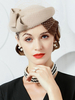 Chapeau en laine rétro femmes Light Tan Cap avec voile Vintage Costume Accessoires Déguisements Halloween