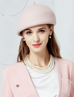 Chapeau en laine rétro Femmes Rose Casquettes Vintage Chapeau en feutre royal Déguisements Halloween