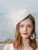 Chapeau Femmes Rétro 2021 Ecru Blanc Tulle Chapeau de Fête Vintage Noeudler Chapeau Déguisements Halloween