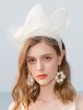 Chapeau Femmes Rétro 2021 Tulle Net Ecru Blanc Fascinant Chapeau Déguisements Halloween