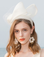 Chapeau Femmes Rétro 2021 Tulle Net Ecru Blanc Fascinant Chapeau Déguisements Halloween
