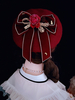 Chapeau gothique Lolita Bordeaux Fleurs Nœuds Accessoire Polyester Lolita Accessoires