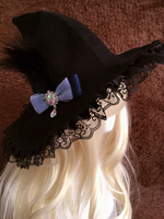 Chapeau gothique Lolita en dentelle noire avec volants et nœuds accessoire en polyester accessoires Lolita