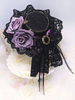 Chapeau gothique lolita fleur noire arcs rubans Chapeau haut lolita Déguisements Halloween