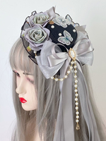 Chapeau Gothique Lolita Volants Noeuds Accessoire Polyester Noir Accessoires Lolita
