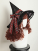 Chapeau Lolita Chapeau de mage noir Volants Accessoires Lolita en fibre de polyester