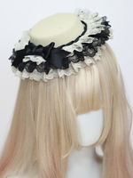 Chapeau Lolita Classique Noeuds Noirs Volants Accessoire Dentelle Accessoires Lolita