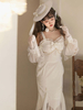 Chapeau Lolita De Style Chinois Nœuds Perles Accessoire Tissé Coton Lin Blanc Accessoires Lolita