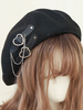 Chapeau Lolita Doux Chaînes Accessoire Motif Coeurs Chapeau Lolita Noir En Polyester