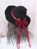Chapeau Lolita Gothique Motif Arcs Rose Polyester Chapeau Lolita Noir Accessoires Lolita