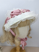 Chapeau Lolita Vintage Mignonne Blanc Rose Nœud Accessoire
