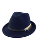 Chapeau melon en laine Chapeau Fedora en métal avec détail en feuille