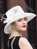 Chapeau melon Vintage Flapper Sunbonnet fleurs lin ivoire plumes féminines Déguisements Halloween