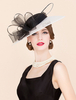 Chapeau noir Vintage Femmes Lin Fascinator Hat Royal Headpieces Rétro Costume Accessoires Déguisements Halloween