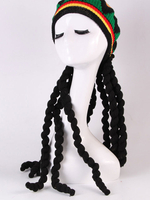 Chapeau Rasta Avec Perruque Dreadlocks Noire Perruque Rasta Halloween