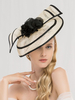 Chapeau Retro Fascinator Ecru White Line Coiffes Vintage Vintage Déguisements Halloween