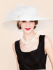 Chapeau Rétro Blanc Chapeau Flappy Linen Femmes Royales Coiffures Accessoires de Costume Vintage Déguisements Halloween