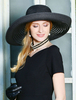 Chapeau rétro femmes chapeau de soleil noir à large bord vintage royal coiffes Déguisements Halloween