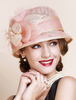 Chapeau Vintage Femmes Rose Royal avec Fleurs Chapeau Rétro Accessoires Costume Déguisements Halloween