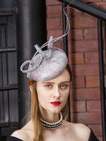 Chapeau Vintage Gris Clair Royal Fascinator Chapeau Rétro Coiffures Déguisements Halloween Costume Cheveux Accessoires