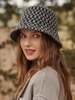 Chapeaux Bonnet Casquette Femme en Fausse Fourrure Imprimé Carreaux Bicolores