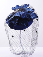 Chapeaux de mariage royal bleu avec strass flanelle voile maille fleur soirée chapeau bibi