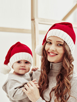 Chapeaux Noël Femme Enfant Jolis Pompons Motif Noël Hiver Chaud Accessoire