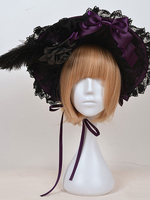 Chapitre sept Lolita de mousseline de soie chapeau Gothic Lolita Cap du crépuscule orné de plumes Déguisements Halloween