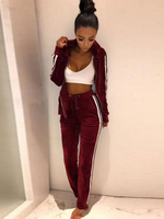 Charmant costume pour femme mode gris en velours de soie avec rayure et cordon"idien