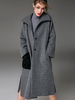 Charmant manteau en laine mélangée gris unicolore fendu vêtements journaliers col montant