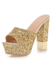 Charmantes tongs et sandales de plage Paillettes plate-forme peep-toe imprimé brillantes mocassin mode