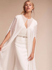 Écharpe de mariage Ivoire Jewel Neck Capes Mousseline de soie Bridal Cover Ups