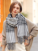 Écharpe Pour Femme Charmante Frange À Carreaux Hiver Chaud Longues Écharpes