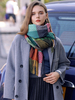 Écharpe Pour Femmes Mode Plaid Frange Polyester