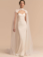 Écharpes de mariage Capes à col haut ivoire Tulle Dentelle Couvertures de mariée