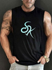 Chars de vêtements pour hommes T-shirts et réservoirs de réservoirs décontractés pour hommes Chic Joyau Col imprimé Coupe régulière Noir Summer Top