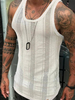 Chars de vêtements pour hommes T-shirts et réservoirs Tank Casual Tank pour hommes Joyau Col Mince Fit Ecru Blanc Summer Top