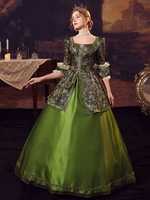 Chasseur vert rétro Costumes robe en Polyester femme Euro-Style Marie Antoinette Costume mascarade robe de bal