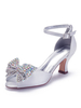 Chaton Talon Mère Chaussures Ivoire Mariage Invité Chaussures Strass En Satin Bout Rond Chaussures De Mariée