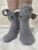 Chaussettes Gris Imprimé Animal Éléphant Hiver