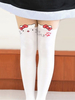 Chaussettes lolita blanches en velours impression imprimé fleuries Déguisements Halloween