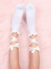 Chaussettes Lolita Blanches Ruffles Bows Collant Lolita Coton Déguisements Halloween